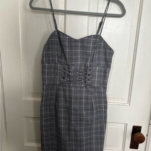 Wild Fable Gray Plaid Strapless Dress